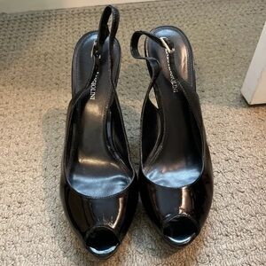 Enzo Angiolini Black Patent Slingback Heels